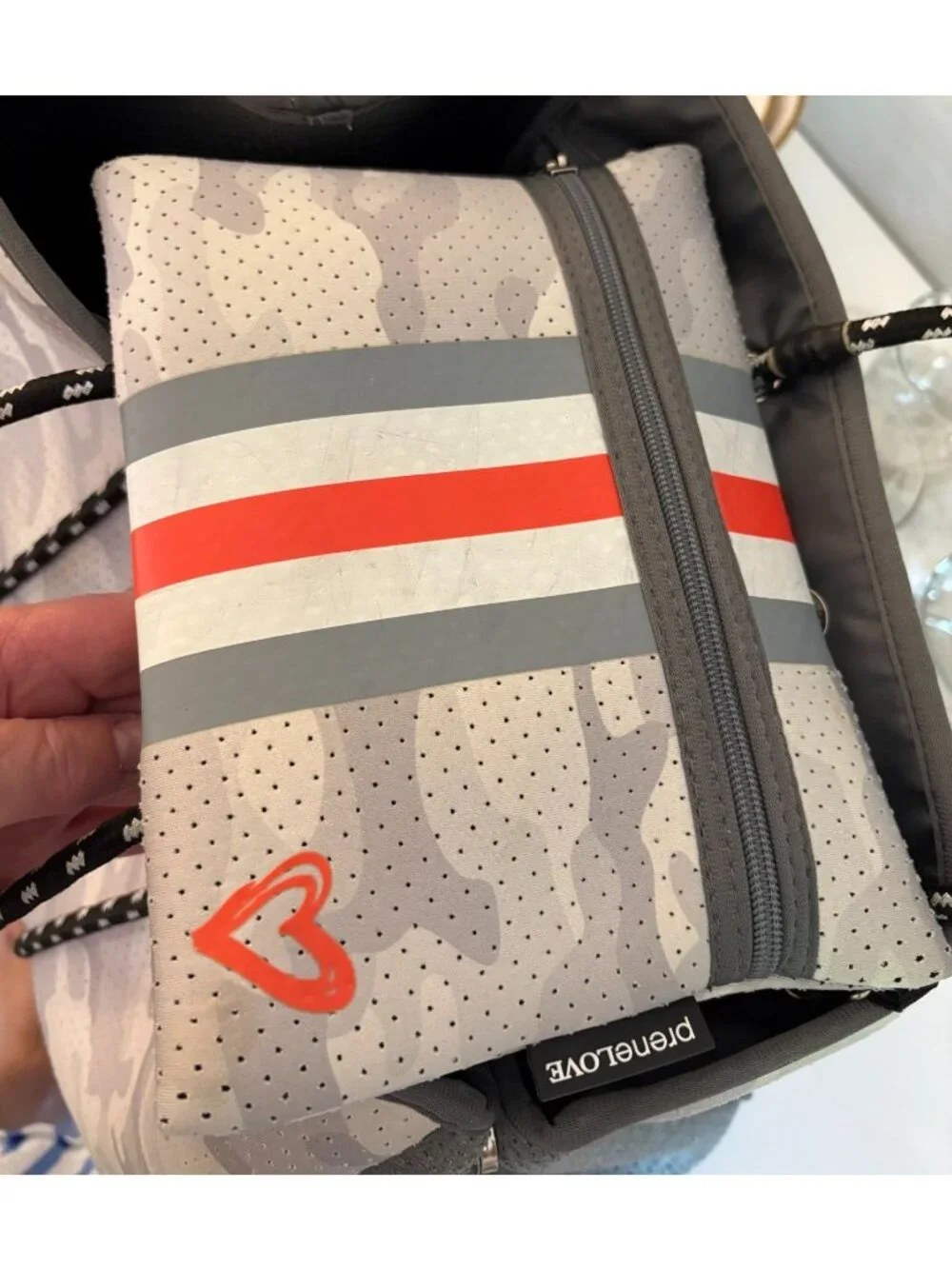 Prenelove Kingston Large Tote Gray Camo Neoprene Bag Zip Pouch Dust Bag